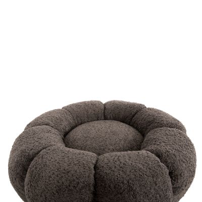 STOOL ROUND GRYMM HM9602.01 GREY BOUCLE-BLACK METAL BASE Φ60x31Hcm.