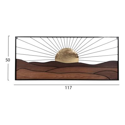 ДЕКОРАЦИЯ ЗА СТЕНА -ЕСТЕСТВЕНИ ДЪРВЕСНИ ЦВЕТОВЕ-ЧЕРЕН МЕТАЛ 117x3x50Hcm.