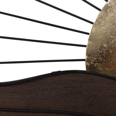 ДЕКОРАЦИЯ ЗА СТЕНА -ЕСТЕСТВЕНИ ДЪРВЕСНИ ЦВЕТОВЕ-ЧЕРЕН МЕТАЛ 117x3x50Hcm.