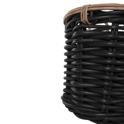 FLOOR BASKETS 2PCS POTTS HM4379 CL RATTAN IN BLACK&NATURAL Φ61+Φ45cm.