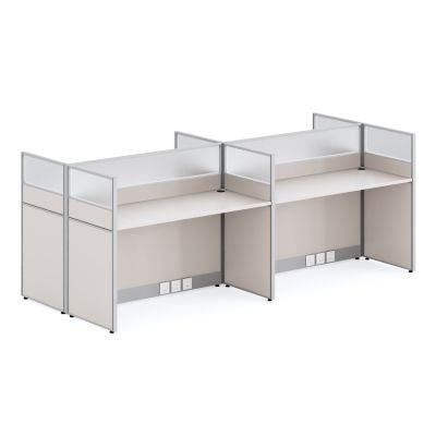 4-CUBICLE WORKSTATION NEWLINE HM18288 MELAMINE IN CREAM WHITE 249x123x110Hcm.