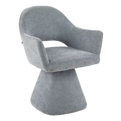SWIVEL DINING CHAIR SIMA HM18360.01 LINEN FABRIC IN GREY 64x61x84.5Hcm