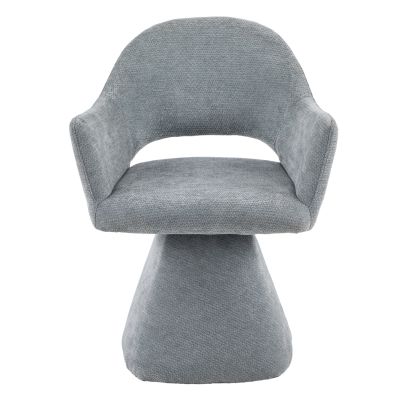 SWIVEL DINING CHAIR SIMA HM18360.01 LINEN FABRIC IN GREY 64x61x84.5Hcm