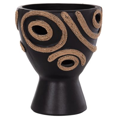 TABLE DECORATIVE VASE DEAN HM4678.01 TERRACOTA IN BLACK-Φ25x28Hcm.