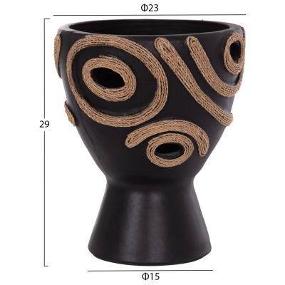 TABLE DECORATIVE VASE DEAN HM4678.01 TERRACOTA IN BLACK-Φ25x28Hcm.