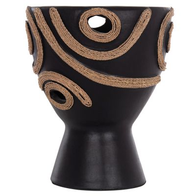 TABLE DECORATIVE VASE DEAN HM4678.01 TERRACOTA IN BLACK-Φ25x28Hcm.