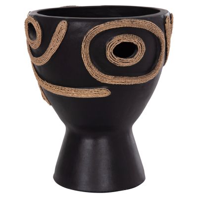 TABLE DECORATIVE VASE DEAN HM4678.01 TERRACOTA IN BLACK-Φ25x28Hcm.