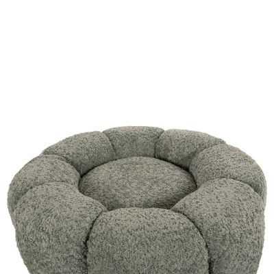 SET SWIVELLING ARMCHAIR WITH ROUND STOOL GRYMM HM10928.05 PISTACHIO GREEN BOUCLE FABRIC