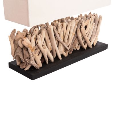 TABLE LAMP RECTANGULAR TWIGGY HM4434 DRIFTWOOD & WHITE CAP 56x16.5x43Hcm.