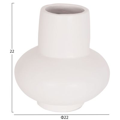 TABLE DECORATIVE VASE LEMA HM4664.02S TERRACOTA IN WHITE--Φ22x22Hcm.