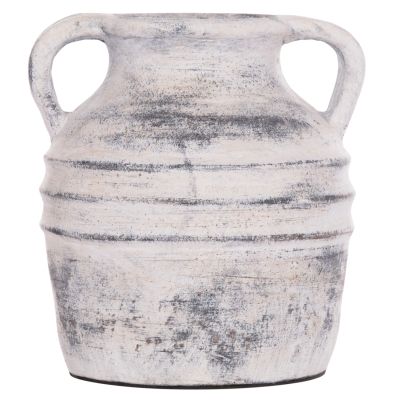 DECORATIVE TABLE VASE VERMO HM4398 TERRACOTTA IN LIGHT GREY Φ21x22Hcm.