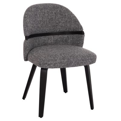 DINING CHAIR DEKKER HM18249.02 PLYWOOD IN BLACK--FABRIC IN GREY 50x60x80Hcm.