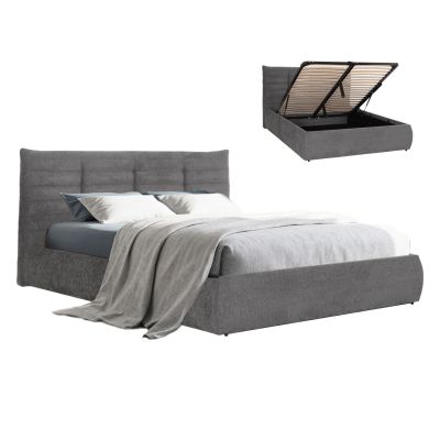 DOUBLE BED SANDRA HM732.01 GREY FABRIC & STORAGE SPACE--FOR MATTRESS 160x200cm.