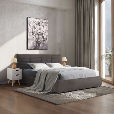 DOUBLE BED SANDRA HM732.01 GREY FABRIC & STORAGE SPACE--FOR MATTRESS 160x200cm.