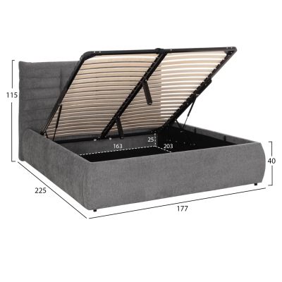 DOUBLE BED SANDRA HM732.01 GREY FABRIC & STORAGE SPACE--FOR MATTRESS 160x200cm.