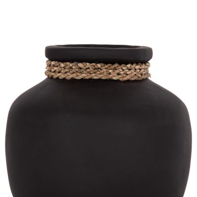 TABLE DECORATIVE VASE CAMMER HM4687.01S TERRACOTA IN BLACK--Φ22x20Hcm.
