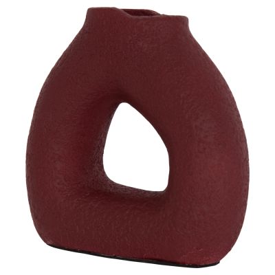 TABLE DECORATIVE VASE DECANT HM4667.06S TERRACOTA IN MAROON RED--17.5x6.5x17Hcm.