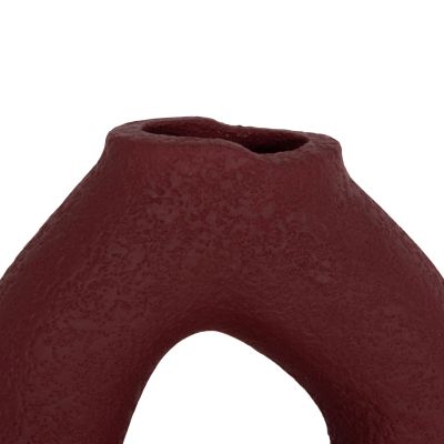 TABLE DECORATIVE VASE DECANT HM4667.06S TERRACOTA IN MAROON RED--17.5x6.5x17Hcm.