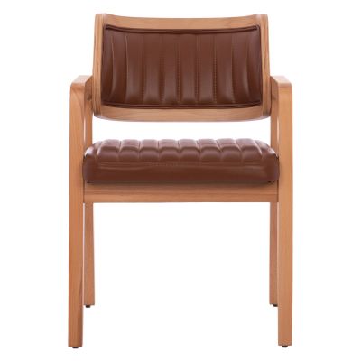 ARMCHAIR “LUCERO” HM9279.43 TAMPA PU LEATHER & NATURAL WOODEN FRAME 56X65X81H CM.