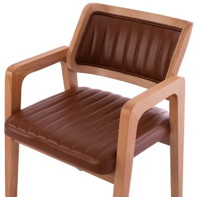 ARMCHAIR “LUCERO” HM9279.43 TAMPA PU LEATHER & NATURAL WOODEN FRAME 56X65X81H CM.