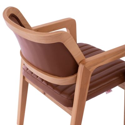 ARMCHAIR “LUCERO” HM9279.43 TAMPA PU LEATHER & NATURAL WOODEN FRAME 56X65X81H CM.