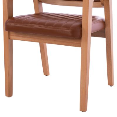 ARMCHAIR “LUCERO” HM9279.43 TAMPA PU LEATHER & NATURAL WOODEN FRAME 56X65X81H CM.