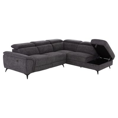 SOFA RIGHT CORNER-RECLINE & STORAGE SPACE RESTRO ΗΜ3339.01R GREY FABRIC 290x220x80Hcm.