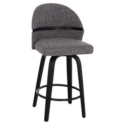 BAR STOOL SWIVEL DEKKER HM18250.02 PLYWOOD IN BLACK--FABRIC IN GREY 48x54x96Hcm.