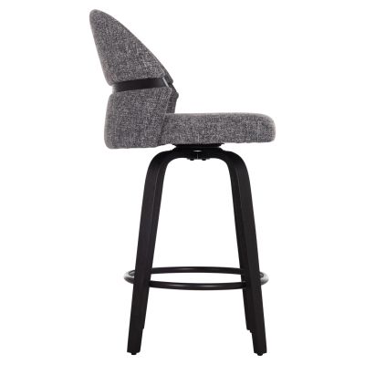 BAR STOOL SWIVEL DEKKER HM18250.02 PLYWOOD IN BLACK--FABRIC IN GREY 48x54x96Hcm.