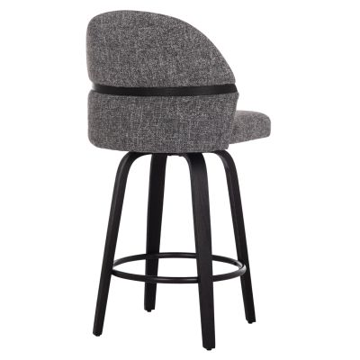BAR STOOL SWIVEL DEKKER HM18250.02 PLYWOOD IN BLACK--FABRIC IN GREY 48x54x96Hcm.