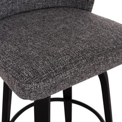 BAR STOOL SWIVEL DEKKER HM18250.02 PLYWOOD IN BLACK--FABRIC IN GREY 48x54x96Hcm.
