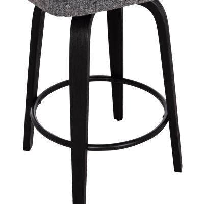 BAR STOOL SWIVEL DEKKER HM18250.02 PLYWOOD IN BLACK--FABRIC IN GREY 48x54x96Hcm.