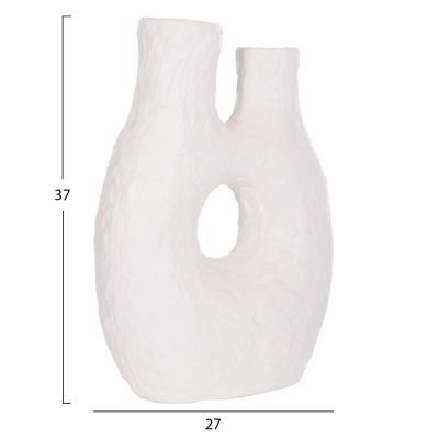 DECORATIVE TABLE VASE NAMENTIS HM4665.02L TERRACOTA IN WHITE COLOR--27x13.5x37Hcm.