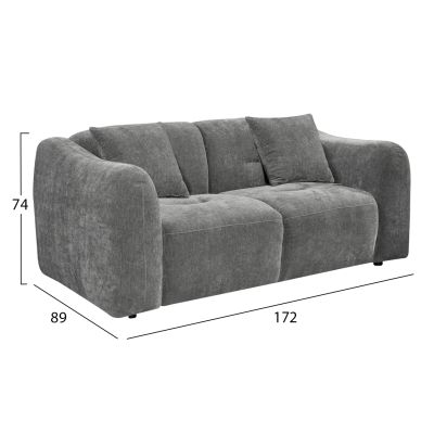 SOFA 2-SEATER JUNOA -GREY FABRIC 172x89x74Hcm.