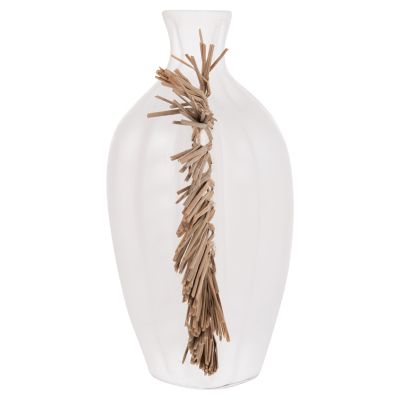TABLE DECORATIVE VASE JEBB HM4689.02 TERRACOTA IN WHITE & GRASS--32x15x33Hcm.