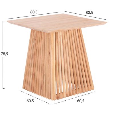 Квадратна трапезна маса FRANTZ 80,5 × 80,5 × 78,5 см – масивно дърво Mindi