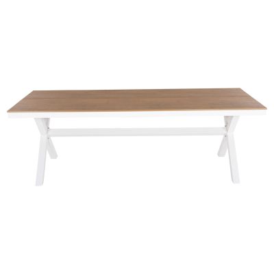 ALUMINUM RECTANGULAR TABLE TAWNEE HM6039.02 WHITE COLOR-POLYWOOD IN NATURAL WOOD 219,5x89,5x73Hcm.