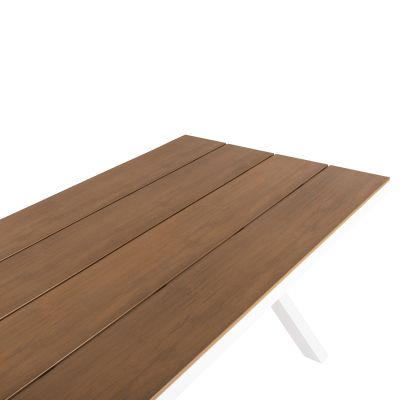 ALUMINUM RECTANGULAR TABLE TAWNEE HM6039.02 WHITE COLOR-POLYWOOD IN NATURAL WOOD 219,5x89,5x73Hcm.