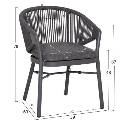 Трапезен стол XANTION -  СИВ 59x60x78Всм.