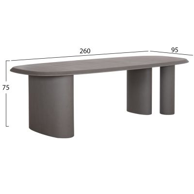 ТРАПЕЗАРНА МАСА OVAL GLEN -СИВО 260x95x75Всм
