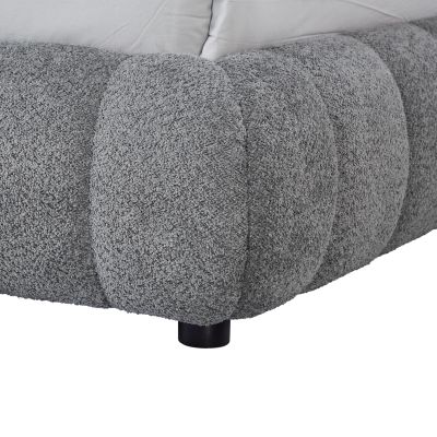 DOUBLE BED WITH STORAGE SPACE MOLEN HM730.01 GREY BOUCLE FABRIC--MATTRESS 160x200cm.