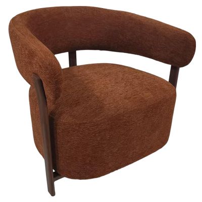 LOUNGE ARMCHAIR ESTEL HM18473.14 BRICK RED FABRIC--METAL LEGS IN DARK WALNUT 77x71x70Hcm.
