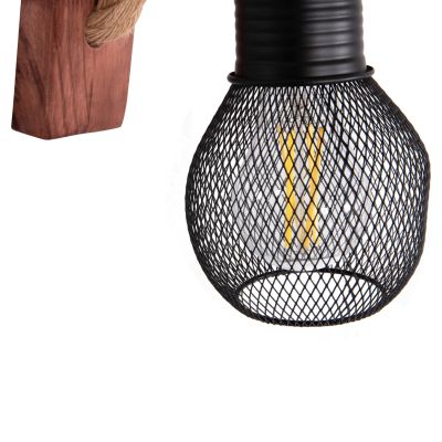 WALL SCONCE BARN2 HM4480 WOODEN BASE-HEMP ROPE-METAL 12x19.5x29Hcm.