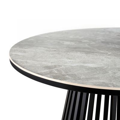 DINING TABLE ROUND CHARM- GREY MARBLE--BLACK BASE Φ120x75Hcm.