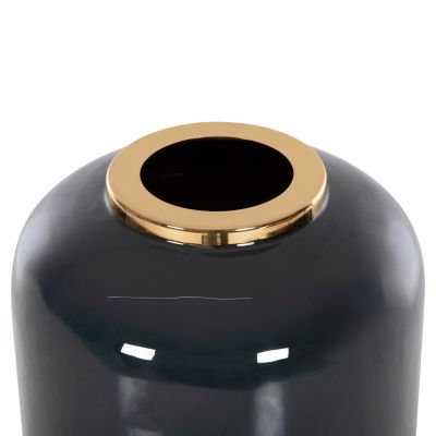 DECORATIVE FLOOR VASE RAKSASA HM4231.05 METAL IN ANTHRACITE BLUE-SILVER Φ30x80Hcm.