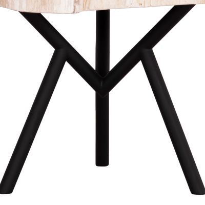 COFFEE TABLE SAMAN HM9930 METAL BLACK LEGS-PETRIFIED WOOD TOP 76x53x45Hcm.