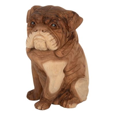 FLOOR DECORATION HM7924 DOZER BULLDOG SUAR WOOD IN NATURAL COLOR 26x27x40Hcm.