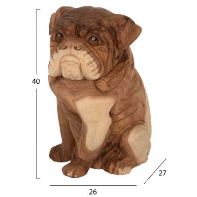 FLOOR DECORATION HM7924 DOZER BULLDOG SUAR WOOD IN NATURAL COLOR 26x27x40Hcm.