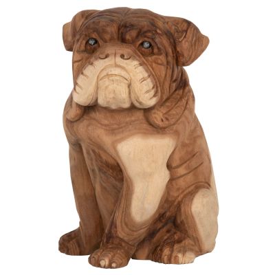 FLOOR DECORATION HM7924 DOZER BULLDOG SUAR WOOD IN NATURAL COLOR 26x27x40Hcm.