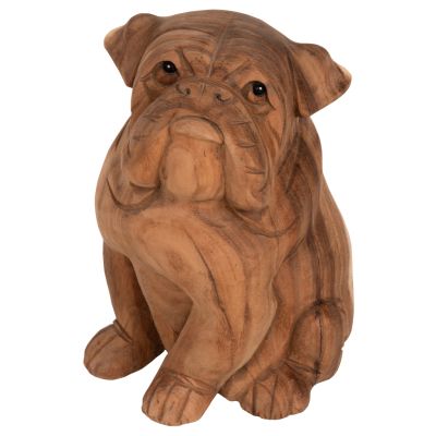 FLOOR DECORATION HM7926 DOZER BULLDOG SUAR WOOD IN NATURAL COLOR 20x17x30Ηcm.
